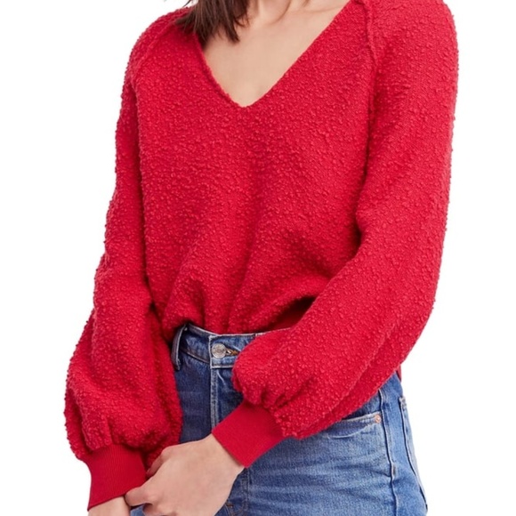 Free People Sweaters - Free People Found My Friend Sweater True Red